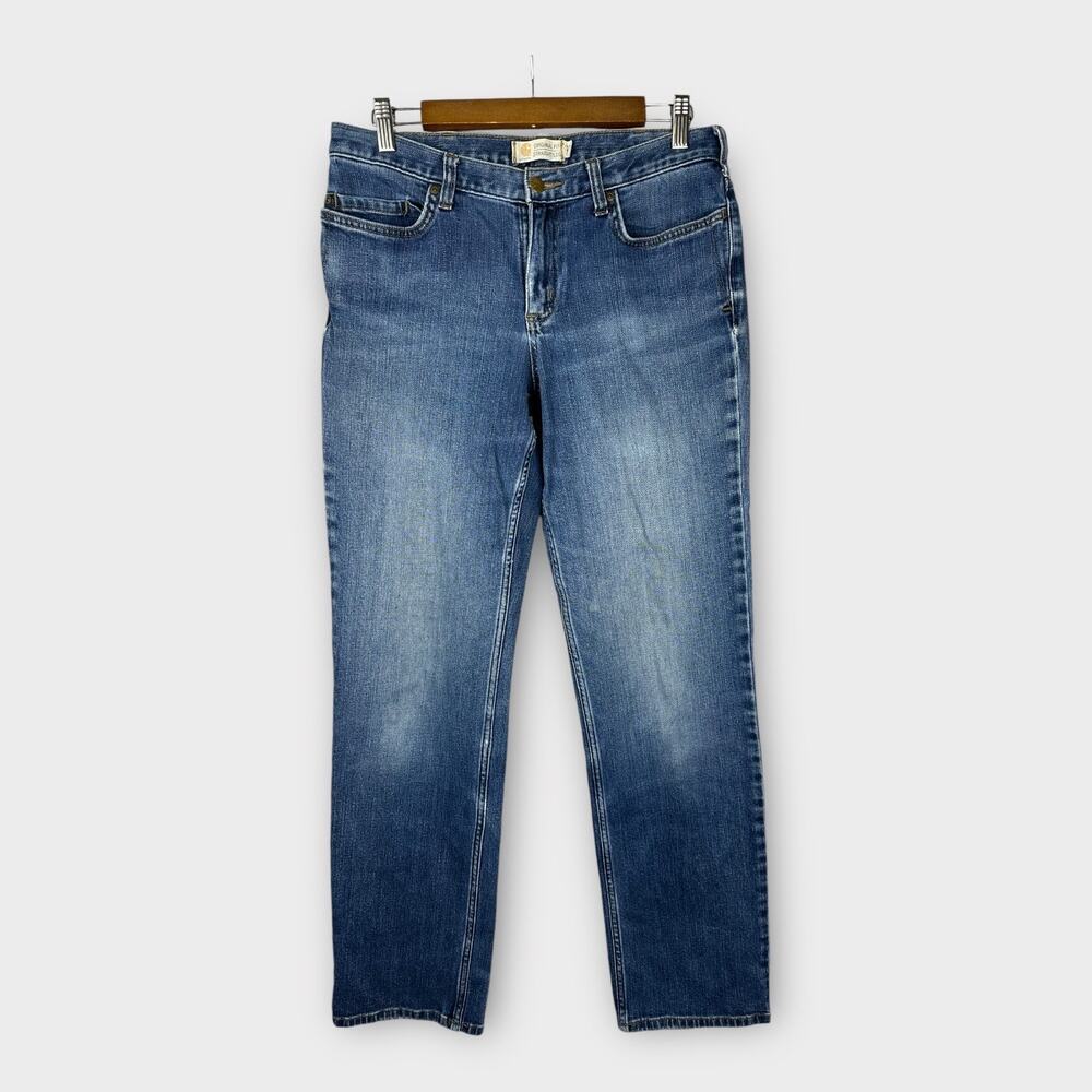 Carhartt Womens size 10 Tall Straight Leg Rugged Flex Blaine Jeans Flaws Chore